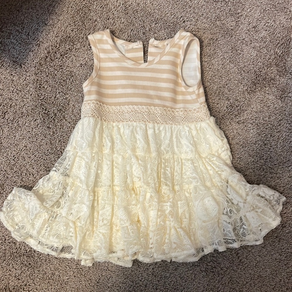 Ricrac and ruffles beautiful cream dress